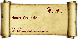 Homa Anikó névjegykártya